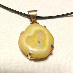 Yellow golden solar agate pendant necklace handmade silver heart golden gemstone